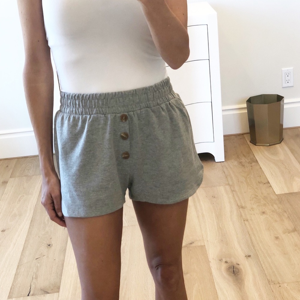 TOLEDO Gray Button Lounge Shorts - Picture 3 of 5